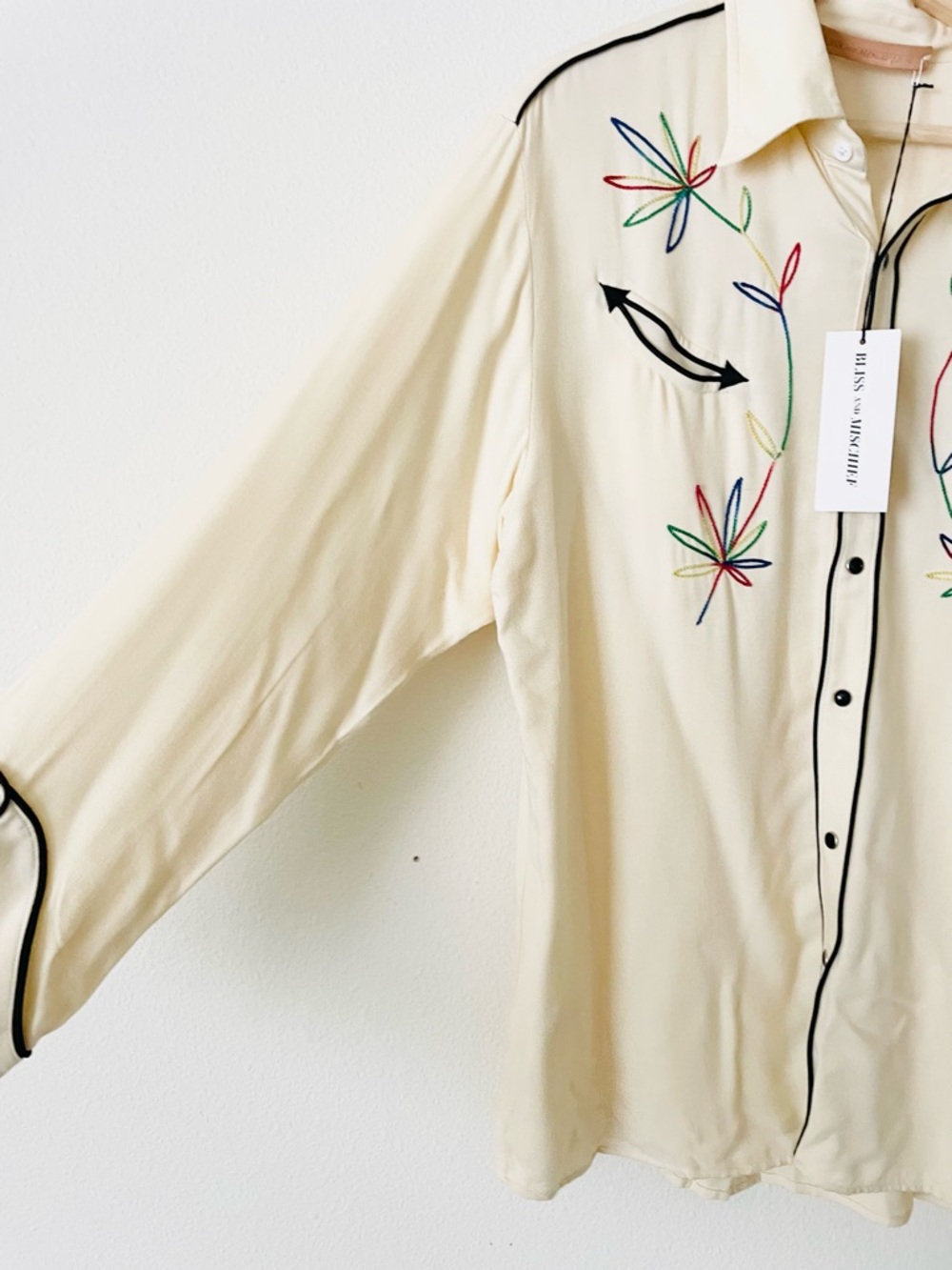 NWT Bliss and Mischief SIZE 3 Sweet Jane western embroidered shirt in ivory - Picture 5 of 12